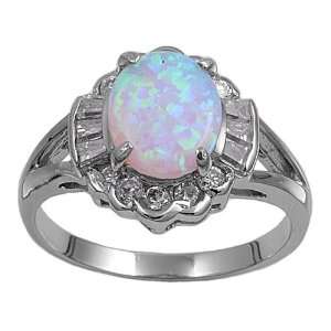  Sterling Silver Lab Opal Ring   2mm Band Width   14mm Face 