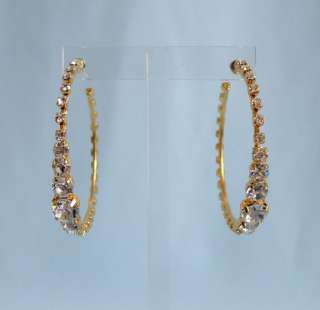 Baby Phat Large Gold Rhinestone Hoop Earrings #716  