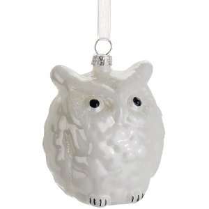  3.25 Glass Owl Ornament White (Pack of 12)