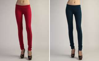 MOGAN Colored Pull On Clean SKINNY PANTS Stretch Ponte Jegging Legging 