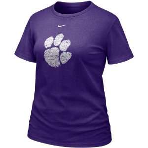   Tigers Ladies Purple Frackle Blended T shirt