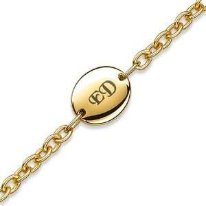    Gold Stainless Steel Oval Engraved Initial Bracelet Jewelry