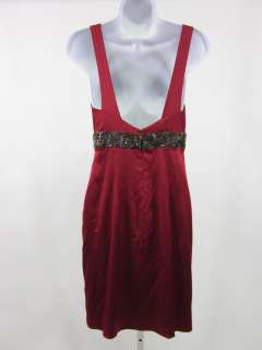 MARIA BIANCA NERO Red Bead Trim Sleeveless Dress Sz S  