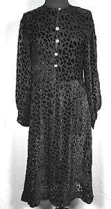 RARE VINTAGE 1930S 1940S BLACK CUT SILK VELVET EVENING DRESS SIZE 6 
