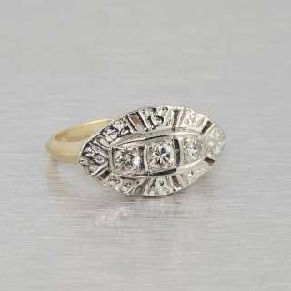 Antique Edwardian 14k Gold Diamond Fashion Ring Jewelry  