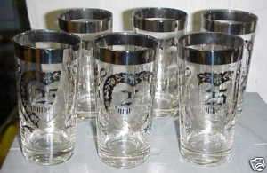 Silver Trim 25th Anniversary Glass Tumblers / Glasses  