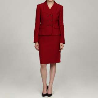 Tahari Womens Red Herringbone Skirt Suit  