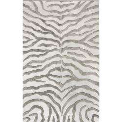   Animal Pattern Grey Zebra Wool/ Viscose Rug (4 x 6)  