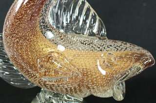 Huge Gold Speckled Murano Hand Blown Glass Fish  