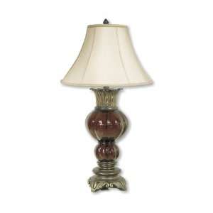  Antique Gold Table Lamp with Faux Blown Glass