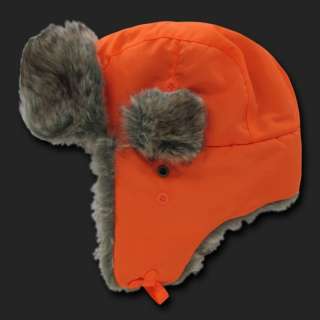 Orange Aviator Bomber Faux Fur Winter Ski Trooper Trapper Ear Flap Hat 
