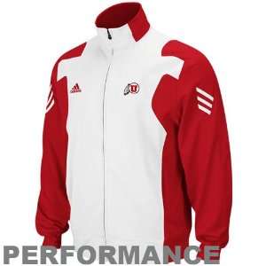 adidas Utah Utes White Red Scorch Full Zip Performance Warm Up Jacket 