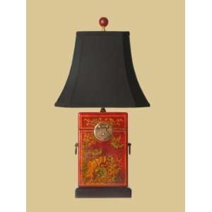  East Enterprises Box Oriental Leather Table Lamp With Red 