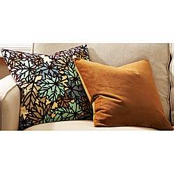   Leaf and Solid Tan Decorative Pillows (Set of 2)  