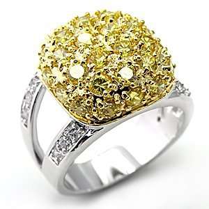  Inverse Plated Brass Ring with Topaz Colored CZ Jewelry