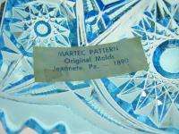 Kemple Blue Glass Martec Pattern Compote Bowl Sticker  