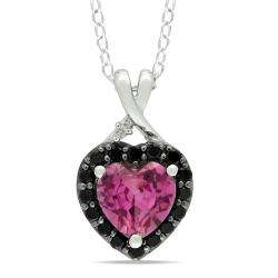   Pink Sapphire, Black Spinel and Diamond Necklace  