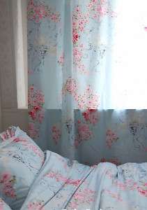 Shabby and Elegant New blue matching Cotton curtain drape  