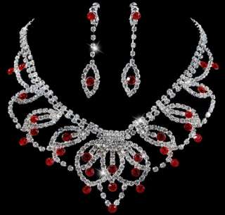 Exquisite Wedding Bridal Necklace Earring Jewelry 1Set Czech 