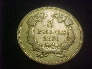 1874 $3 PRINCESS GOLD PIECE VF/XF TAKE A LOOK  