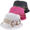 Journee Collection Womens Bow Accent Straw Fedora Hat 