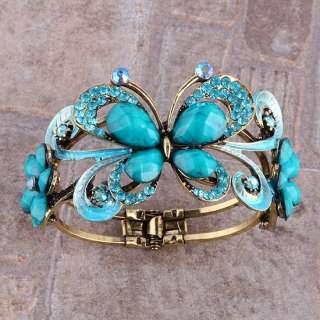 Crystal Man made Resin Butterfly Flower Bracelet Bangle  