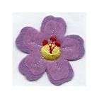 flower 3d purple embroidered iron on applique patch 