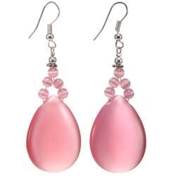 Pink Calcite Teardrop Dangle Earrings  