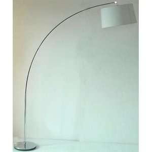   WHT Arch Floor Lamp, Chrome with White Fabric Shade