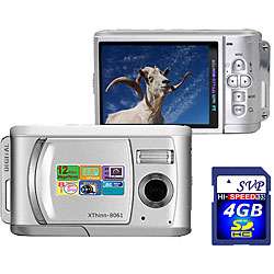 SVP 8061 Silver Compact 8MP Digital Camera with 4GB Card   