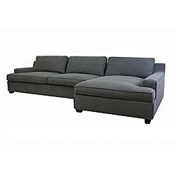 Kaspar Slate Grey Fabric Modern Sectional Sofa  