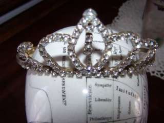 Vintage Clear Dangling Rhinestone Tiara Princess Wedding Head Piece 