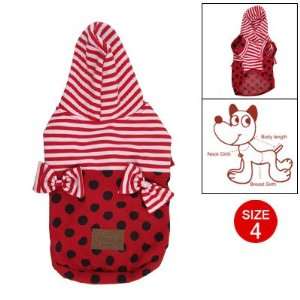   Dots Sleeves Hem Pink Red Striped Hoodie Sz 4 for Dog