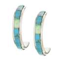 Sterling Silver Turquoise Opal Hoop Earrings 