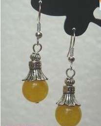  Tibet Silver yellow jade earrings  
