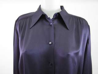 DESIGNER Purple Silk Long Sleeve Button Down Blouse  