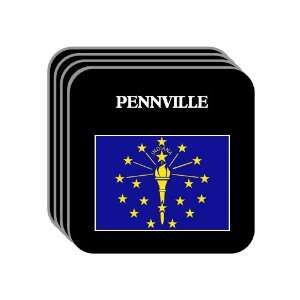  US State Flag   PENNVILLE, Indiana (IN) Set of 4 Mini 