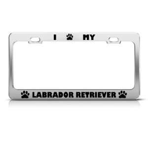 Labrador Retriever Dog Dogs Chrome Metal License Plate Frame Tag 