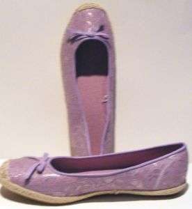 Womens ladies flats loafers shoes 10 M purple fabric  