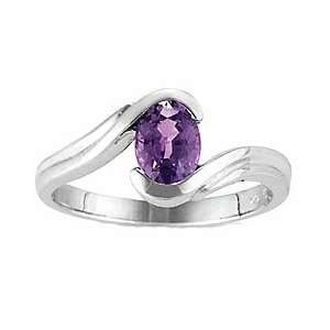  1Ct. 14K. White Gold Oval Amethyst Promise Ring Jewelry
