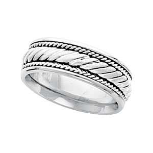  14k White Gold Bridal Engagement Ring Hand Woven Band Size 