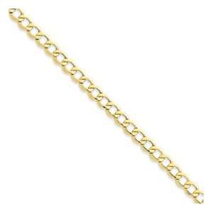  10k Gold 6.5mm Semi Solid Curb Link Chain 24 Inches 