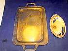 vtg crown s academy silverplate silver on copper tray lot