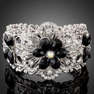 ARINNA Swarovski Crystal Flower Stretch Bangle Bracelet  
