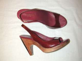 KENNETH COLE Womens Stripe Less Ruby Red Patent Peep Toe Sling Back 