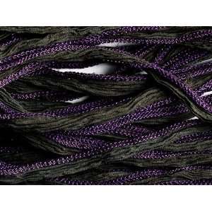  3 Foot Hand Dyed Silk Dark Olive w/ Metallic Purple Edges 