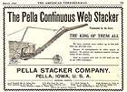 1903 pella threshing machine continuous web stacker ad pella iowa