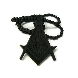 Black Wooden Free Mason Pendant 36 Inch Necklace Chain Good Quality 