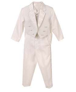 Silver Suit Newborn/Infant/Boys White Tuxedo  