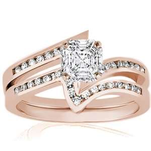 Ct Asscher Cut Intertwined Petite Diamond Engagement Wedding Rings 
